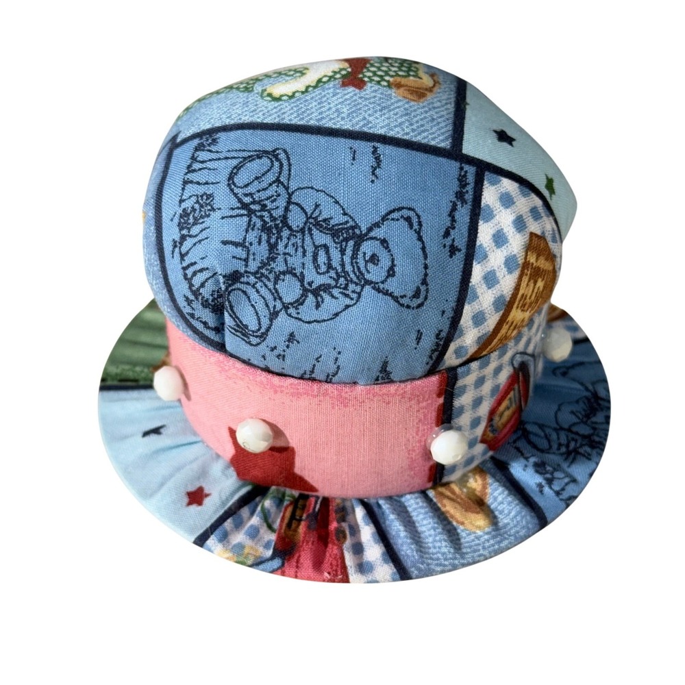 Quirky Patchwork Pincushion Hat Decorative Collectible Whimsical